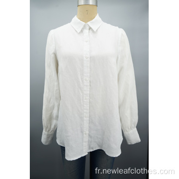 Chemise à manches longues pour dames blanches solides